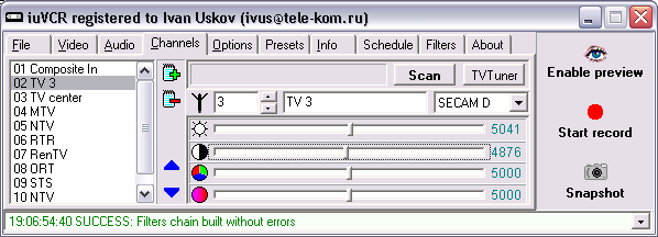 Channels page sample